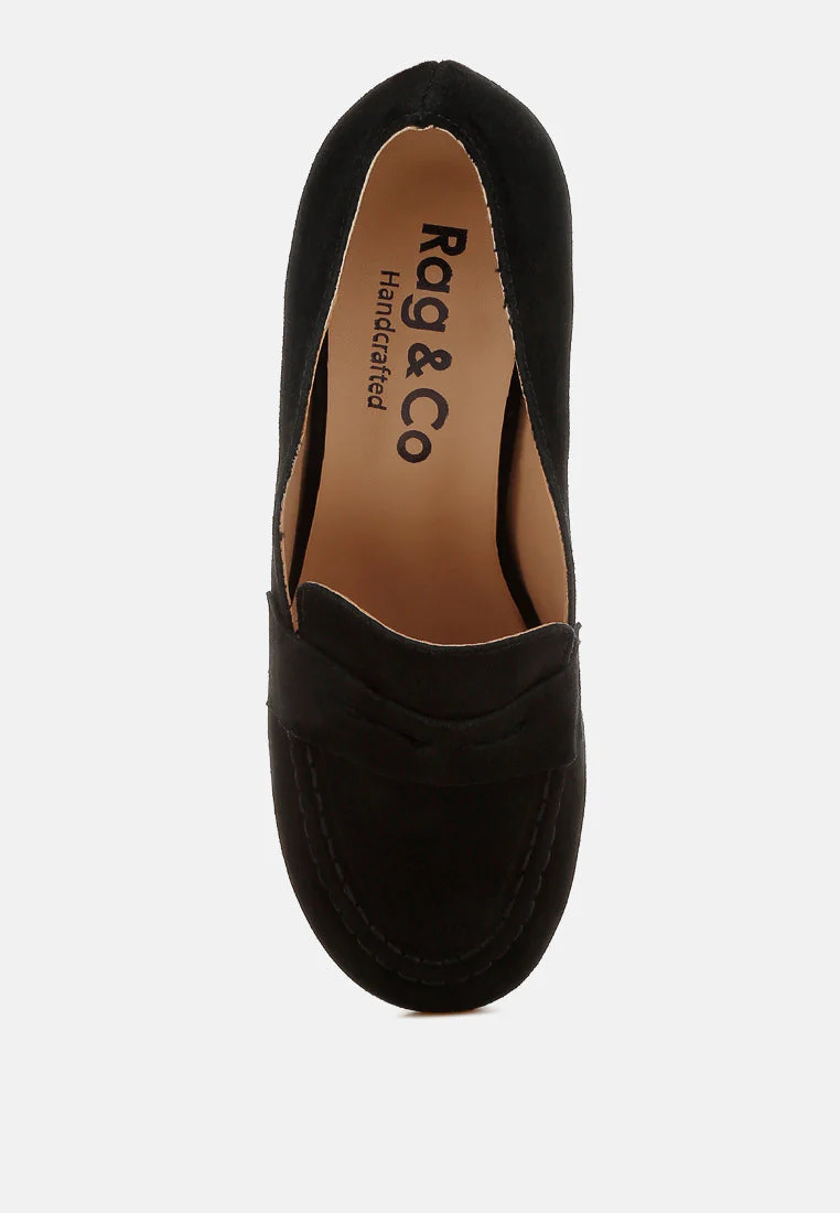 Astra Block Heel Genuine Suede Loafers - Image 10