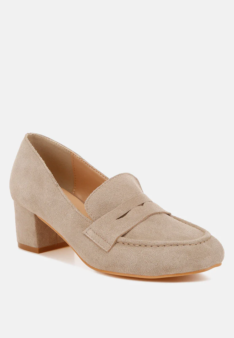 Astra Block Heel Genuine Suede Loafers - Image 2