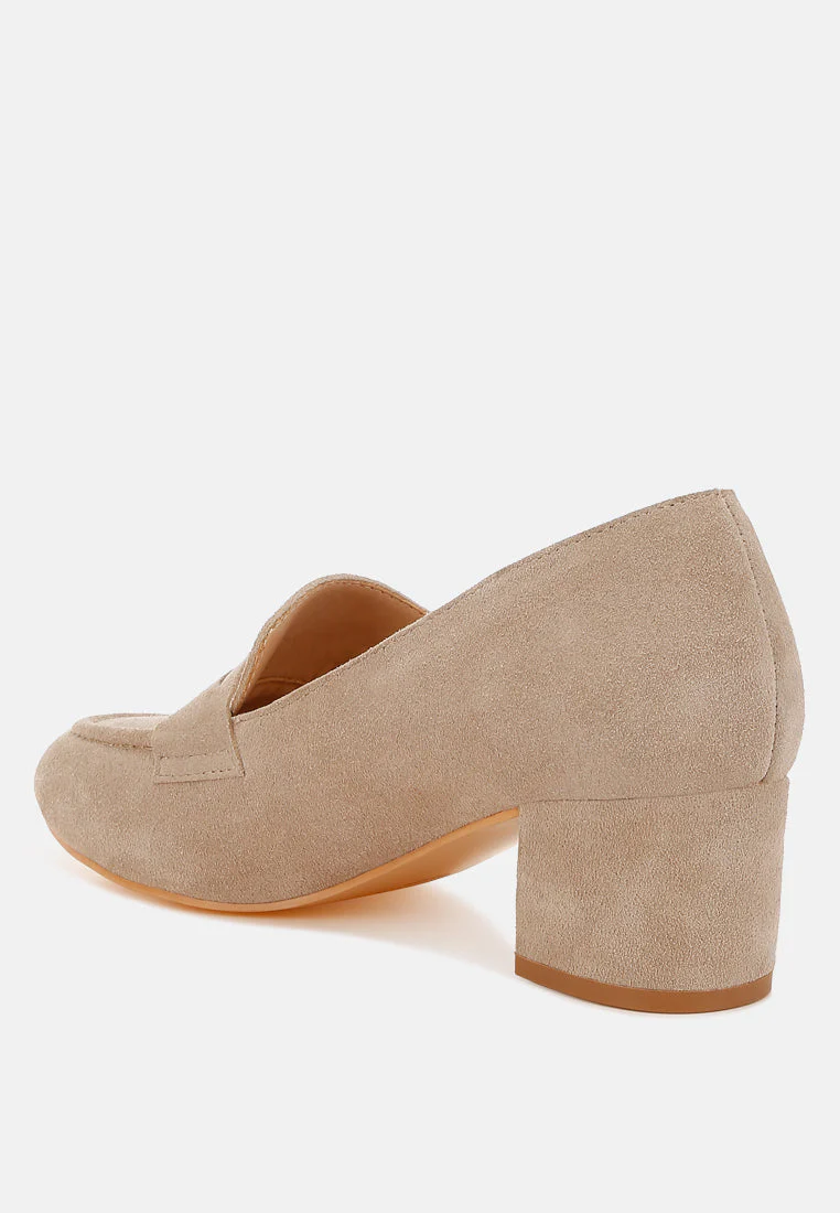 Astra Block Heel Genuine Suede Loafers - Image 3