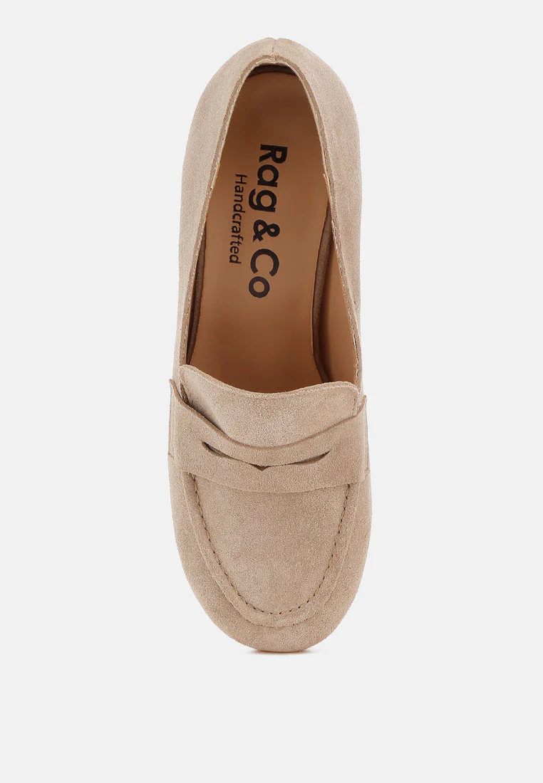 Astra Block Heel Genuine Suede Loafers - Image 4