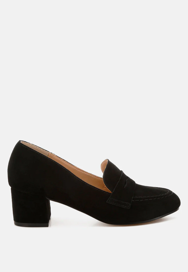 Astra Block Heel Genuine Suede Loafers - Image 7