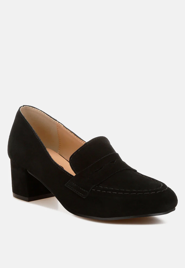 Astra Block Heel Genuine Suede Loafers - Image 8