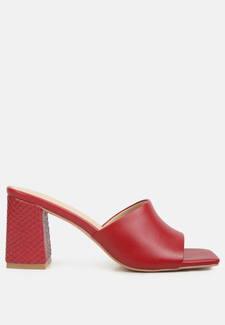 Audriana Red Textured Block Heel Sandals - Image 2