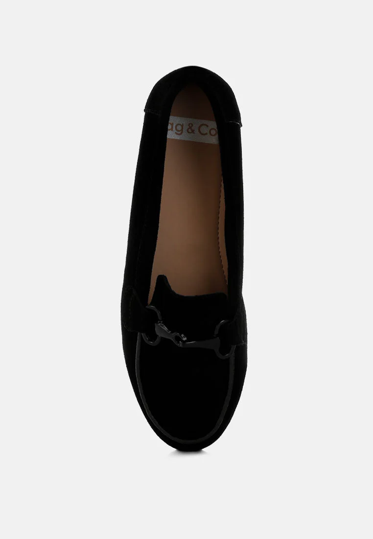 Awen Monochromatic Horsebit Real Suede Loafers - Image 10