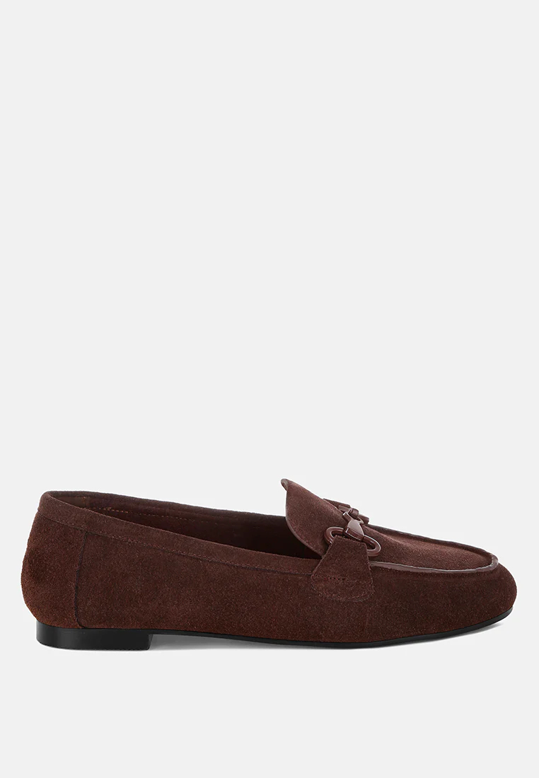 Awen Monochromatic Horsebit Real Suede Loafers - Image 12