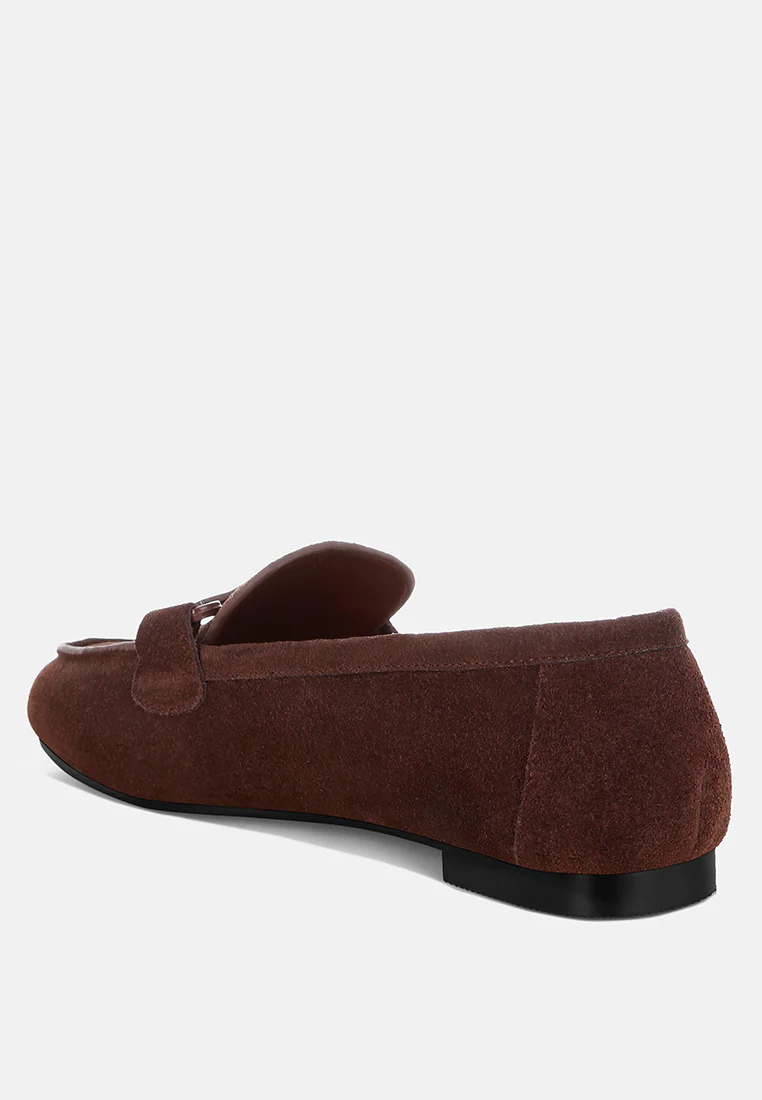 Awen Monochromatic Horsebit Real Suede Loafers - Image 14