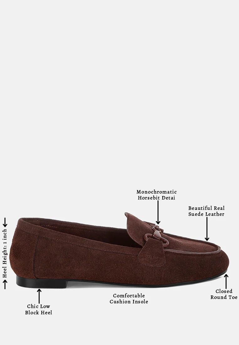 Awen Monochromatic Horsebit Real Suede Loafers - Image 17