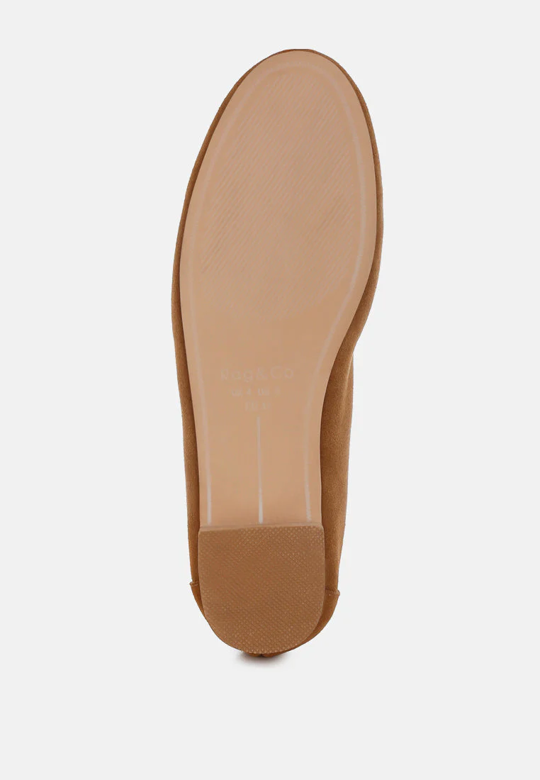 Awen Monochromatic Horsebit Real Suede Loafers - Image 6