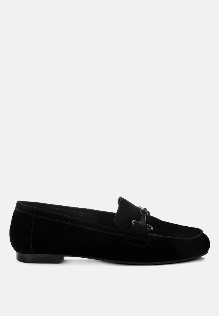 Awen Monochromatic Horsebit Real Suede Loafers - Image 7