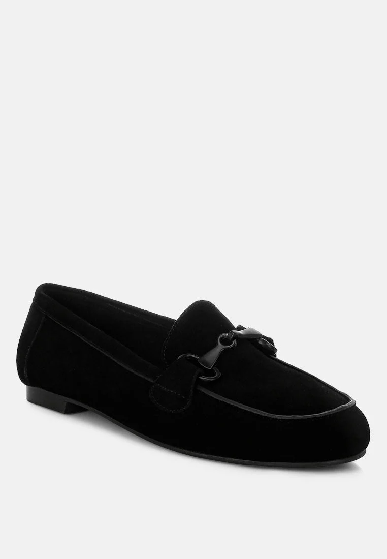 Awen Monochromatic Horsebit Real Suede Loafers - Image 8