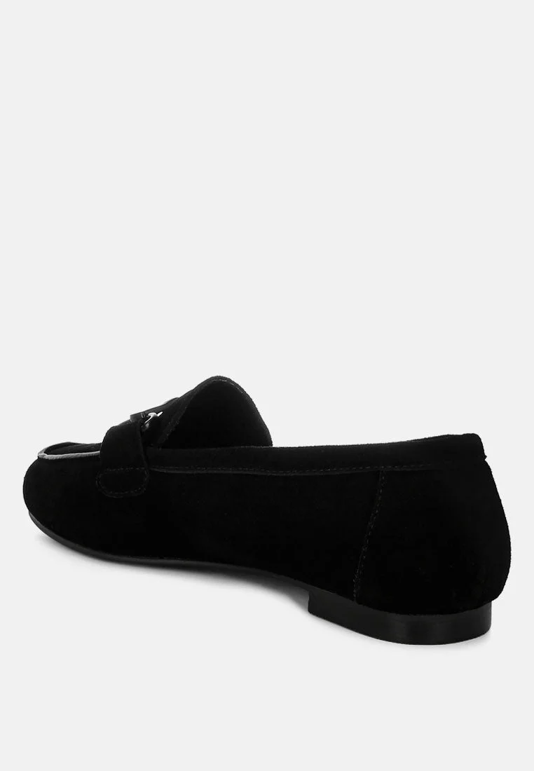 Awen Monochromatic Horsebit Real Suede Loafers - Image 9