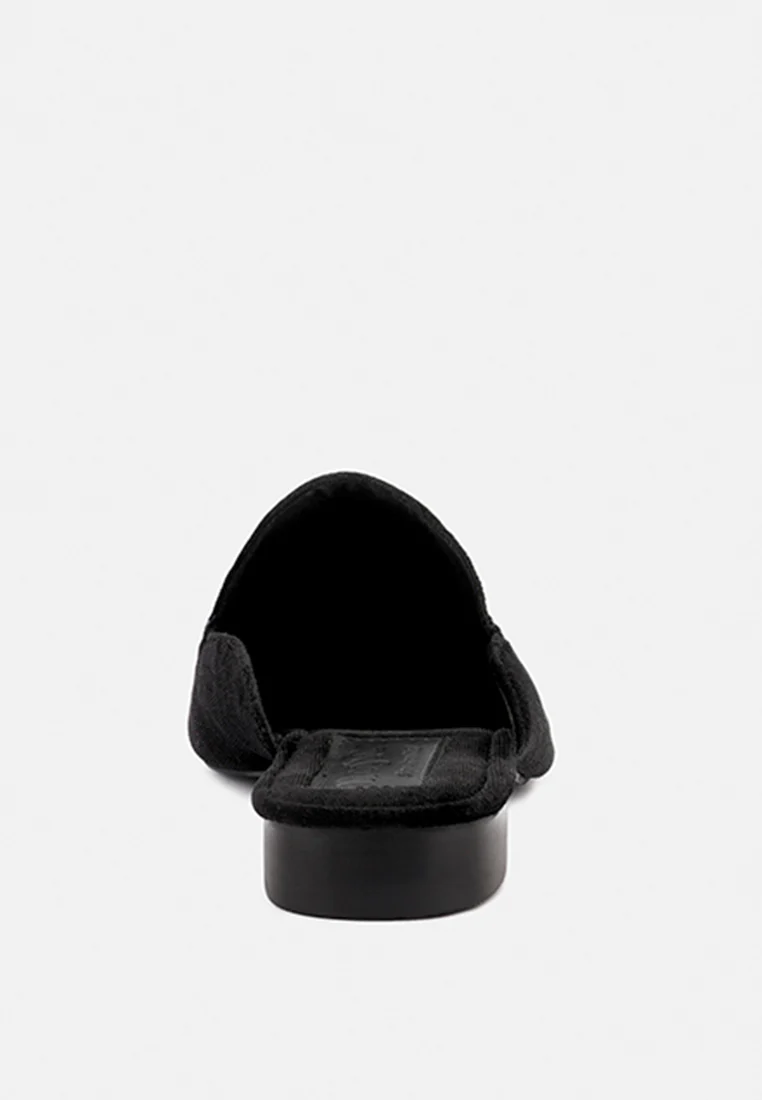 BATISTE Black Velvet Handcrafted Mules - Image 5
