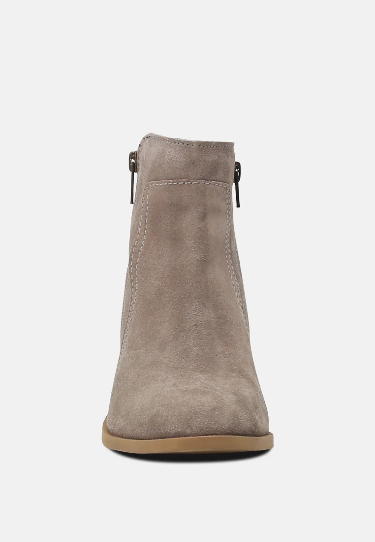 BAUENA Taupe Ankle Boots with Zip Closure - Image 4