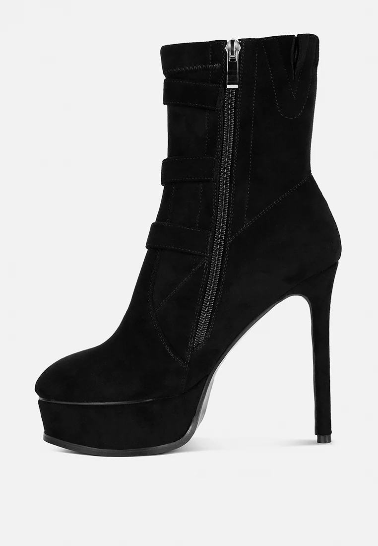 BEAUX High Platform Stiletto Ankle Boots in Black - Image 3