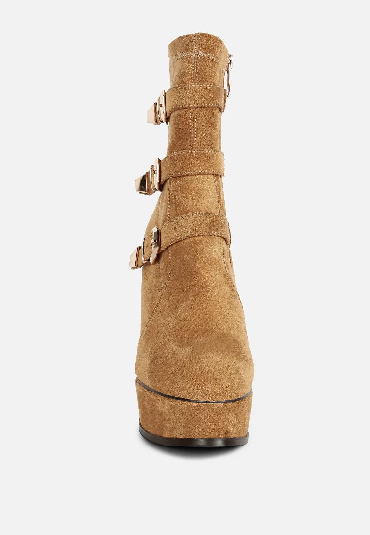 BEAUX High Platform Stiletto Ankle Boots in Tan - Image 4