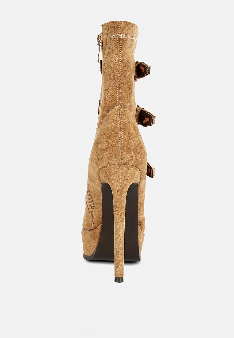 BEAUX High Platform Stiletto Ankle Boots in Tan - Image 5