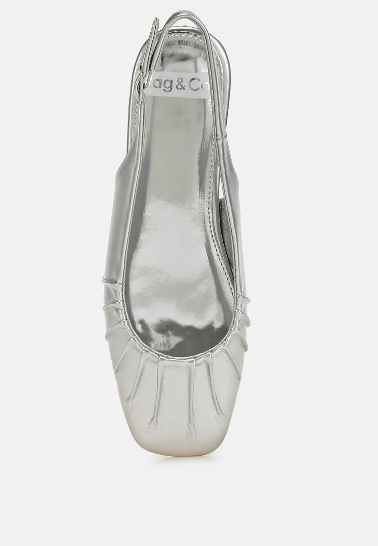 Berni Metallic Square Toe Flat Slingbacks - Image 10