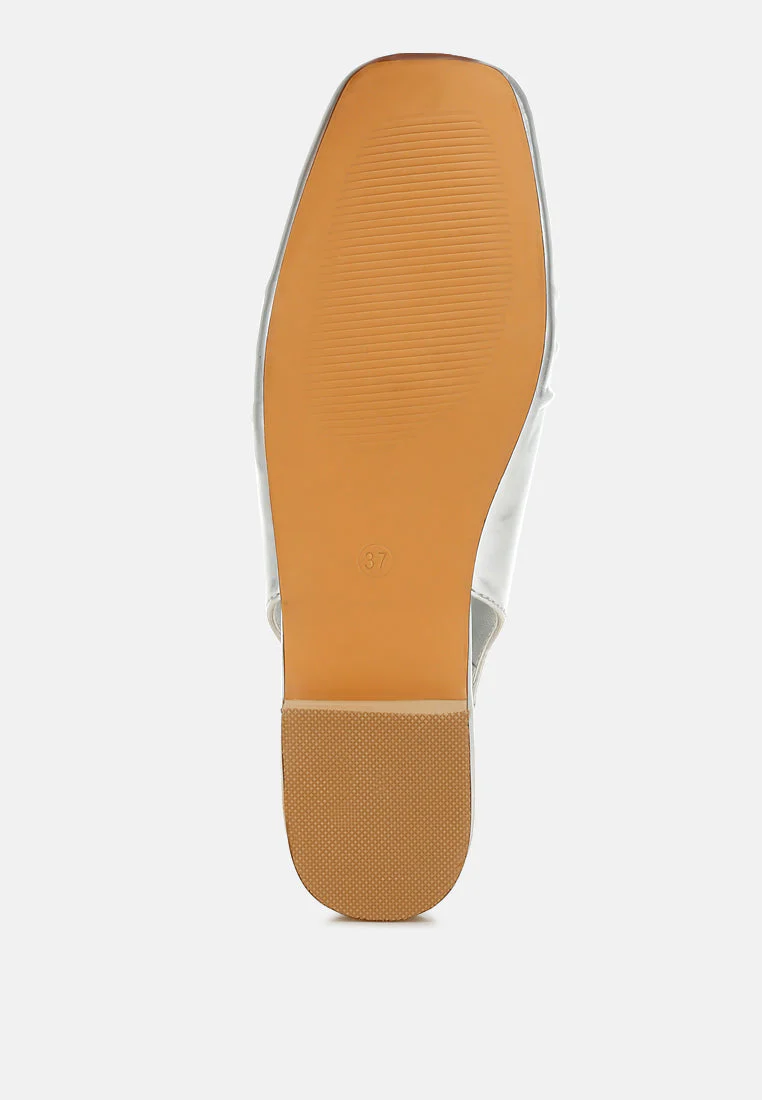 Berni Metallic Square Toe Flat Slingbacks - Image 11