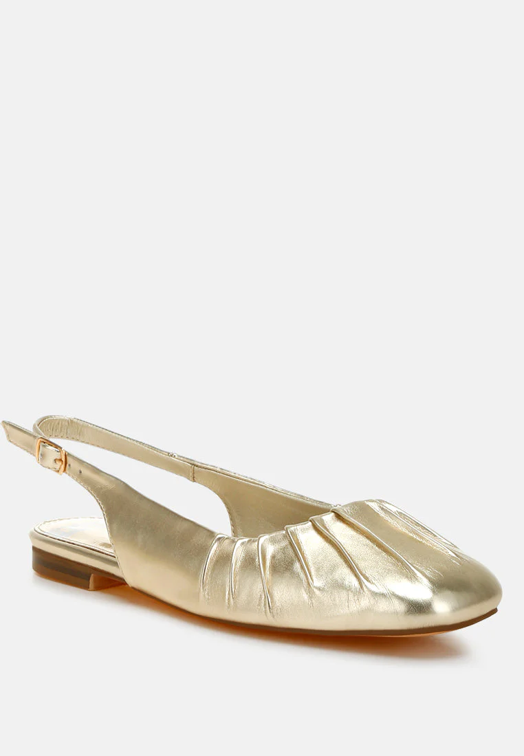 Berni Metallic Square Toe Flat Slingbacks - Image 2
