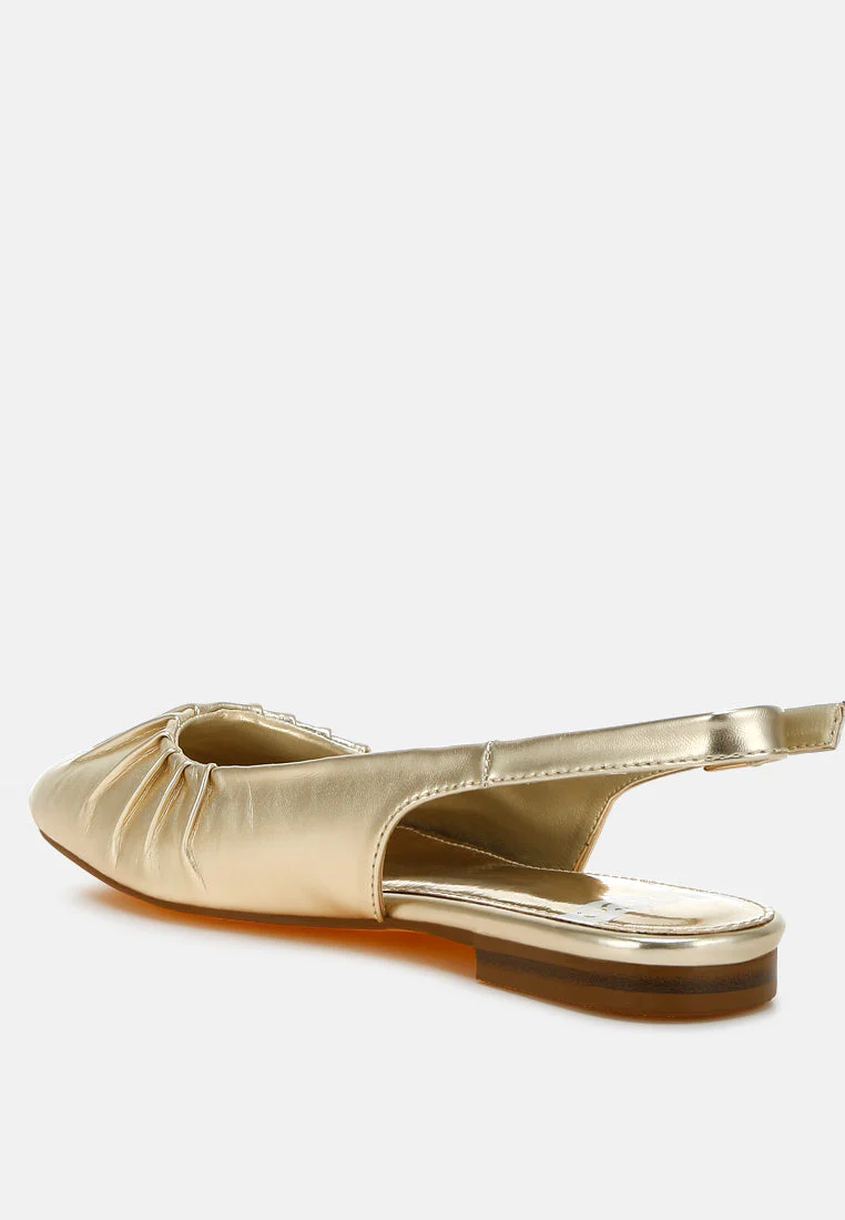 Berni Metallic Square Toe Flat Slingbacks - Image 3