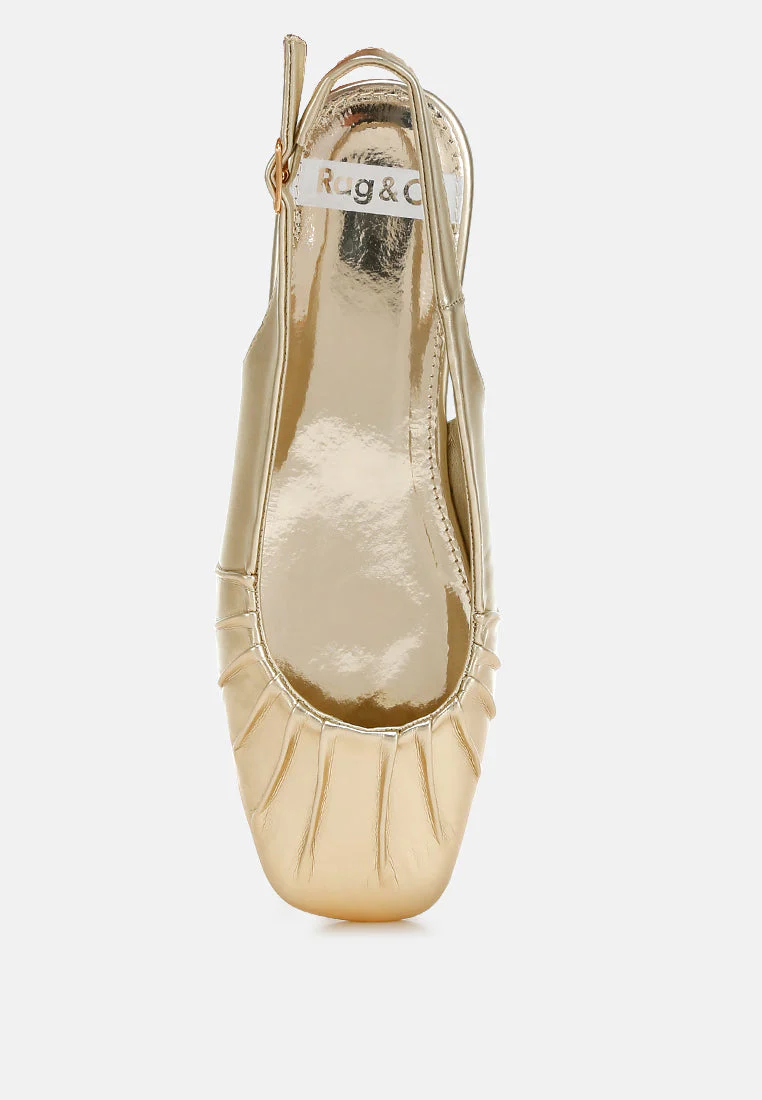 Berni Metallic Square Toe Flat Slingbacks - Image 4