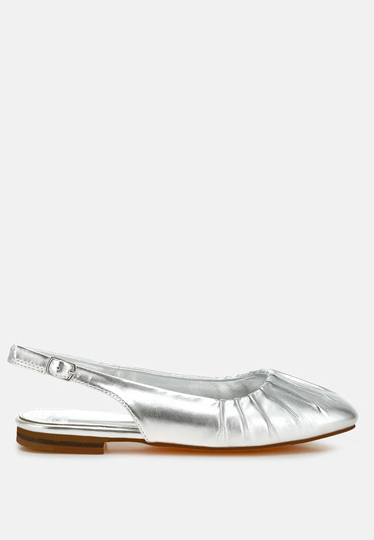 Berni Metallic Square Toe Flat Slingbacks - Image 7