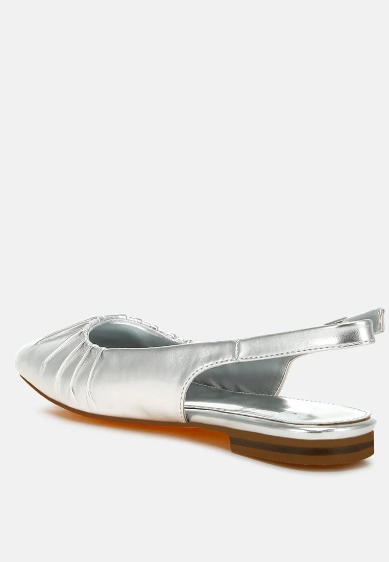Berni Metallic Square Toe Flat Slingbacks - Image 9
