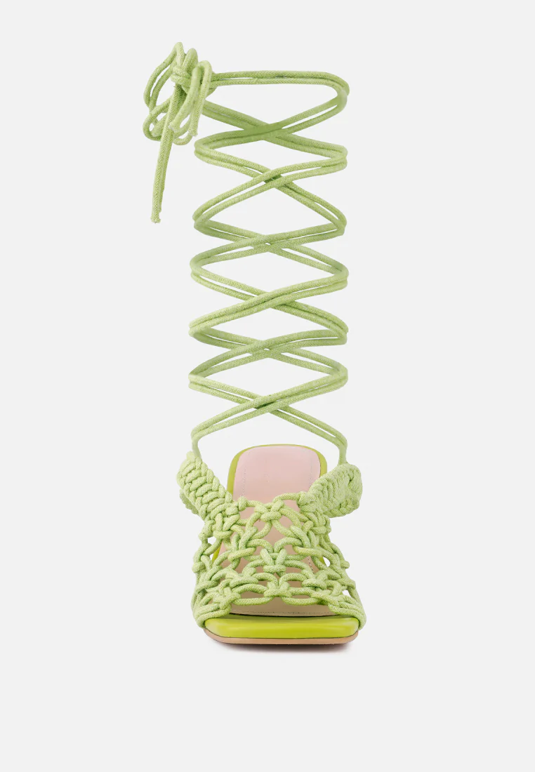 BEROE Green Braided Handcrafted Lace Up Sandal - Image 5