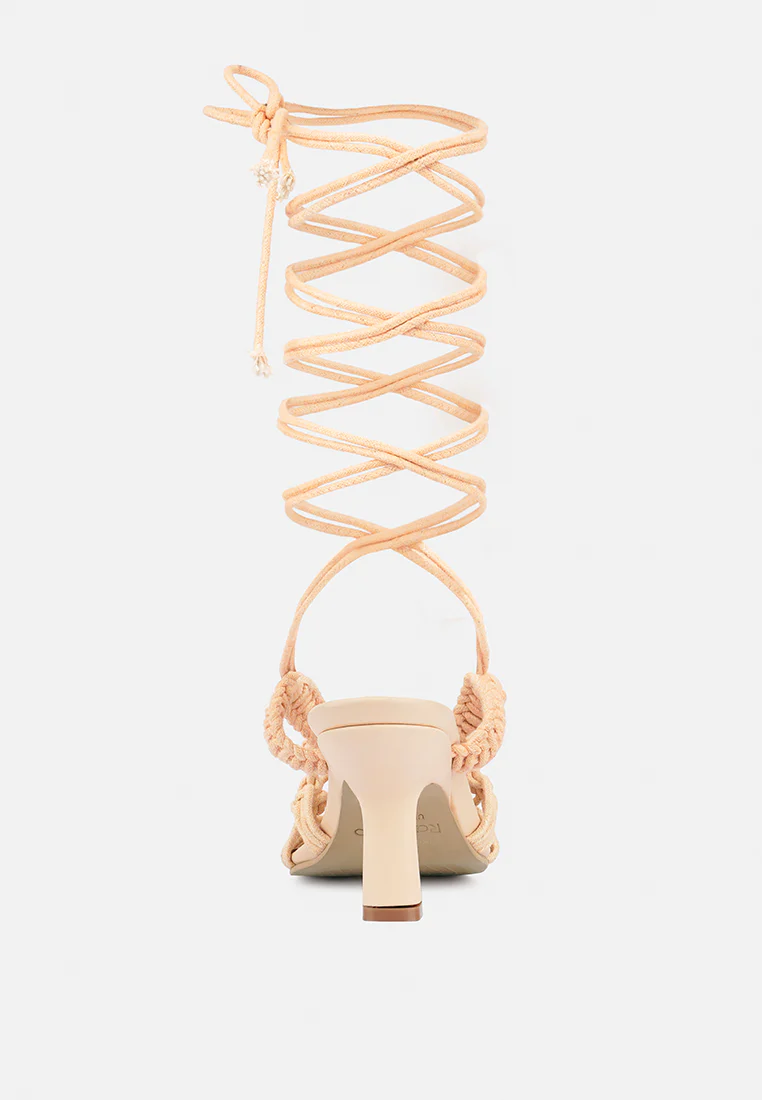 BEROE Latte Braided Handcrafted Lace Up Sandal - Image 6
