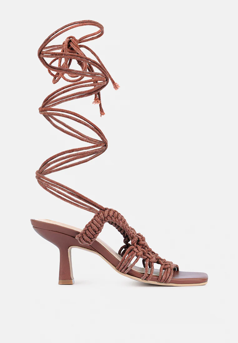 BEROE Mocca Braided Handcrafted Lace Up Sandal - Image 3