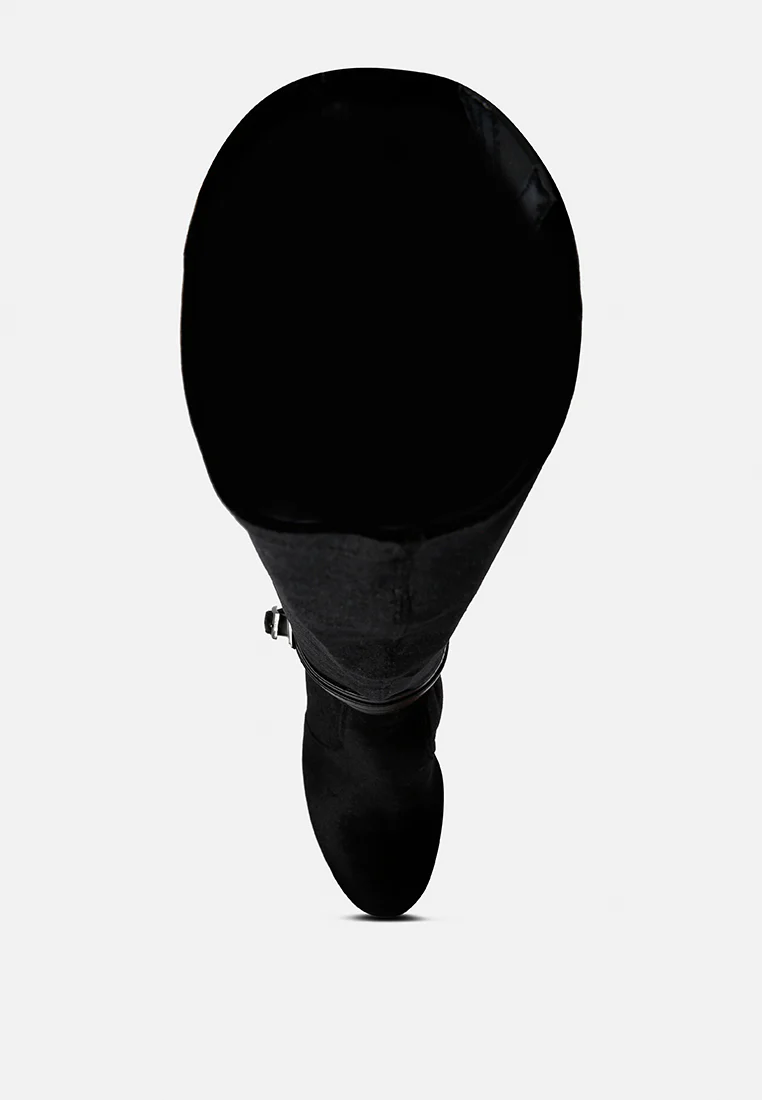 BISON Black High Platform Heeled Long Boots - Image 6