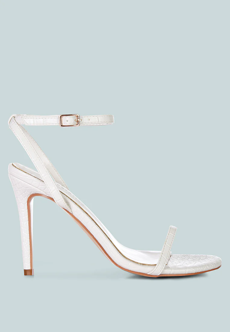 BLONDES White Croc High Heeled Sandal - Image 2