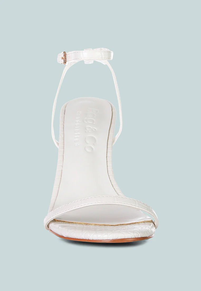 BLONDES White Croc High Heeled Sandal - Image 3