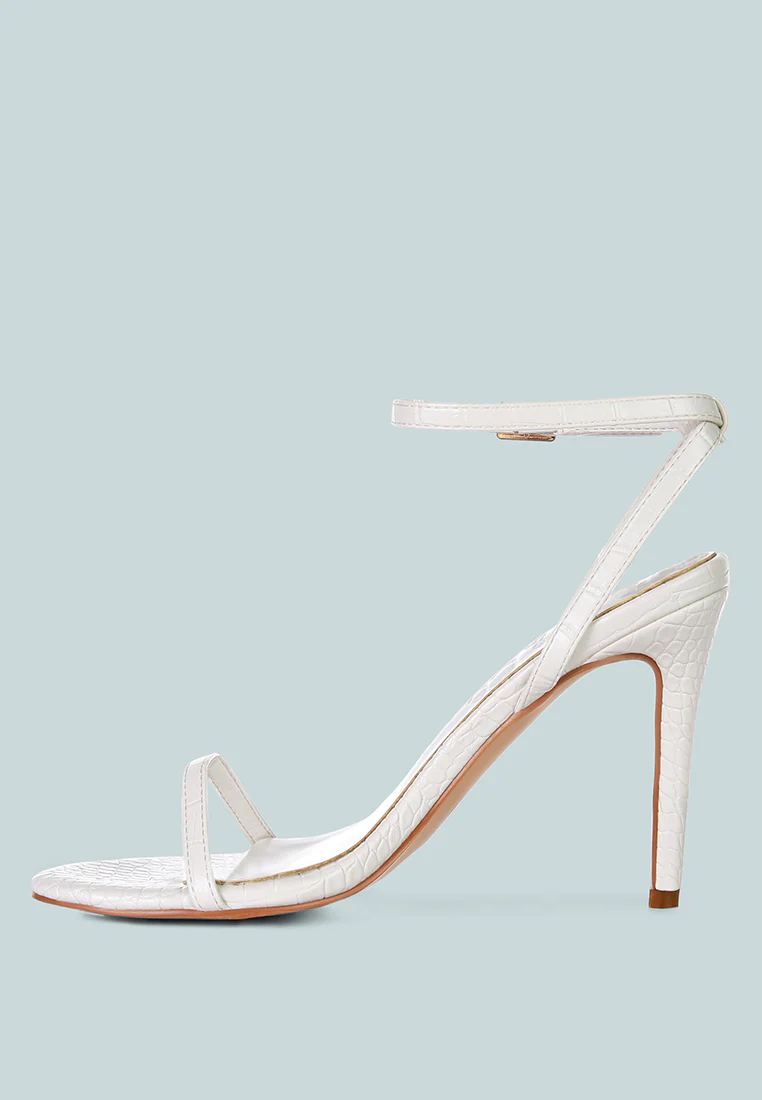 BLONDES White Croc High Heeled Sandal - Image 4
