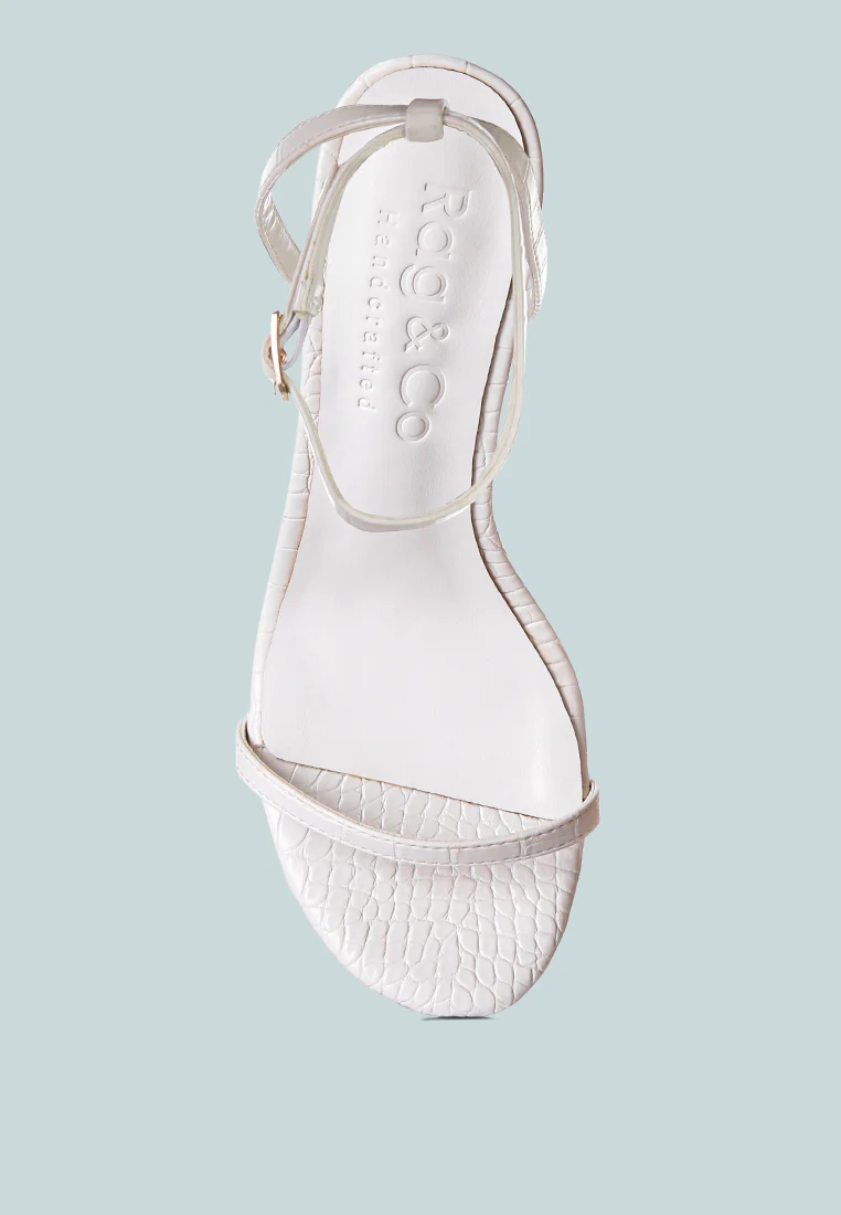 BLONDES White Croc High Heeled Sandal - Image 6