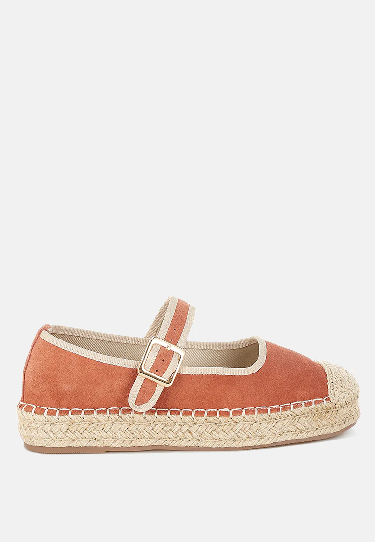 Bolean Soft Suede Leather Mary Jane Espadrilles