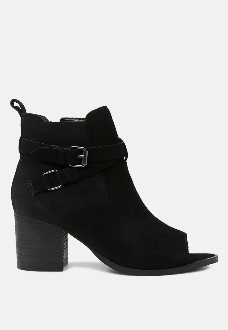 BRIA Black Peep Toe Ankle Boots