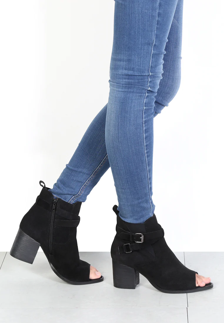 BRIA Black Peep Toe Ankle Boots - Image 2