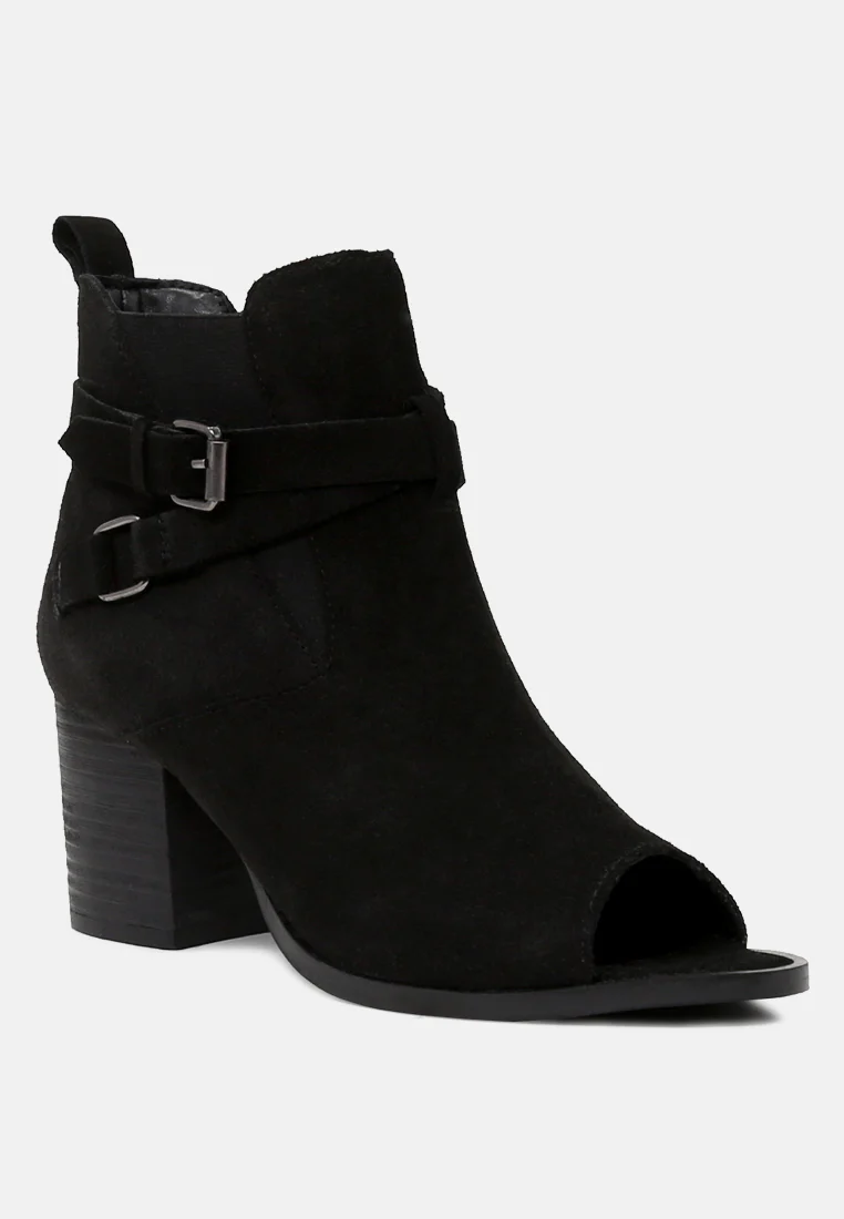 BRIA Black Peep Toe Ankle Boots - Image 3