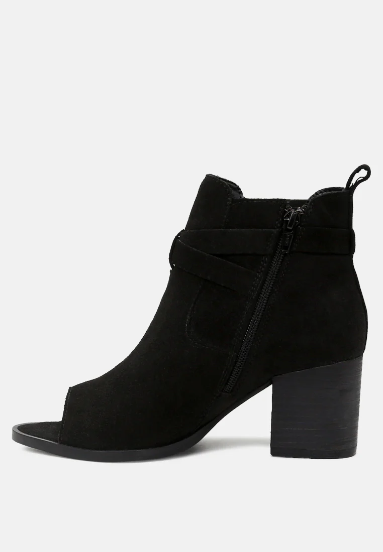BRIA Black Peep Toe Ankle Boots - Image 4