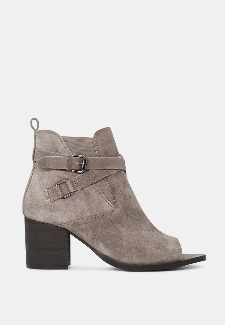 BRIA Taupe Peep Toe Ankle Boots