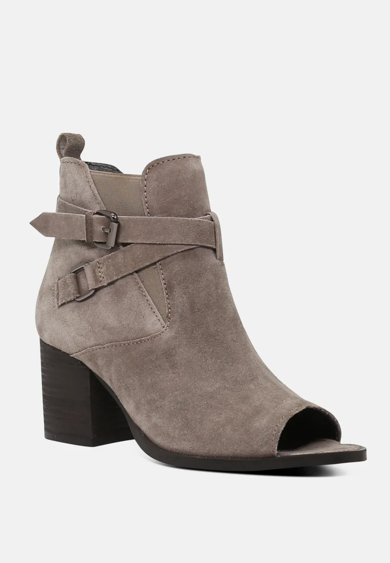 BRIA Taupe Peep Toe Ankle Boots - Image 2