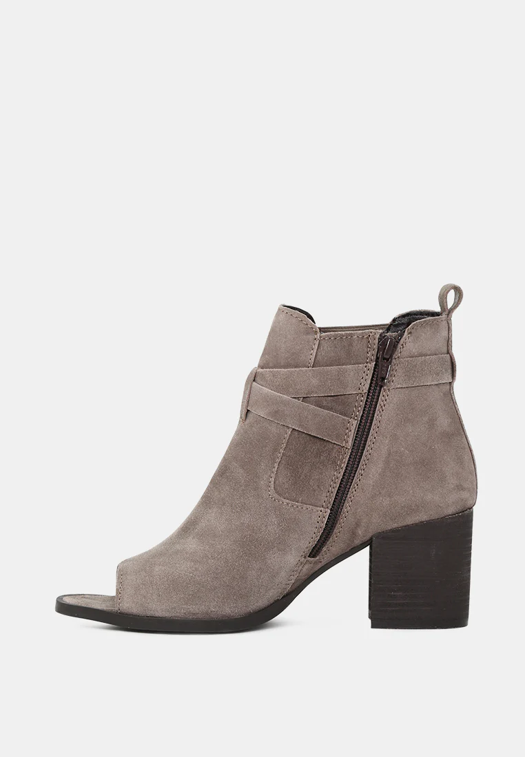 BRIA Taupe Peep Toe Ankle Boots - Image 3