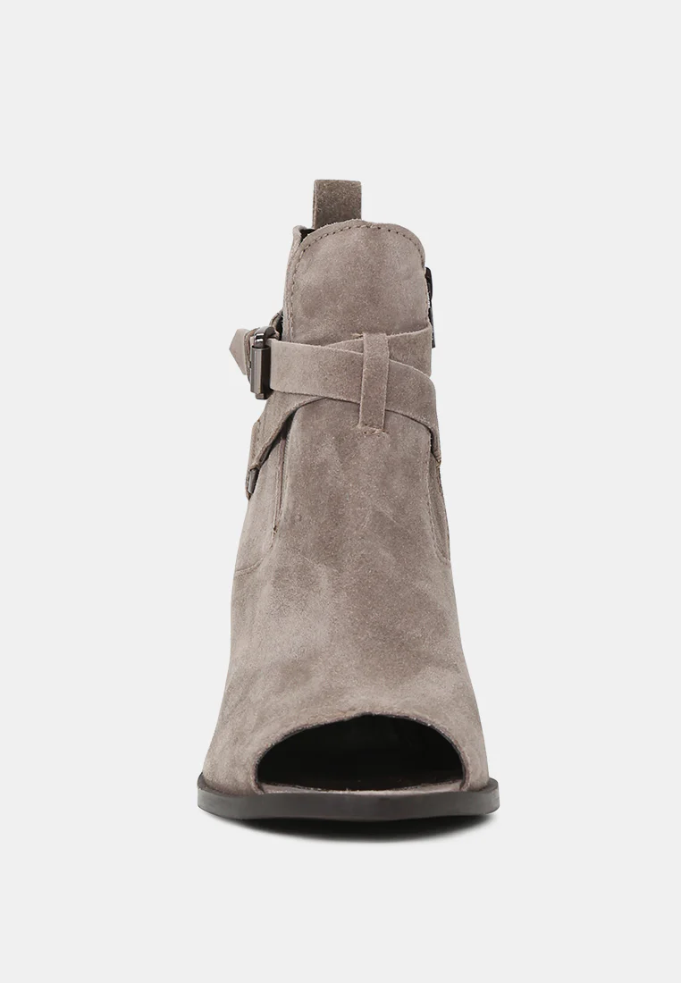 BRIA Taupe Peep Toe Ankle Boots - Image 4