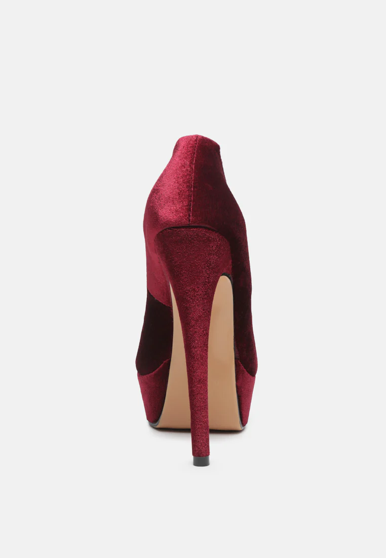 BRIELLE Peep Toe Stiletto Sandals In Burgundy - Image 5