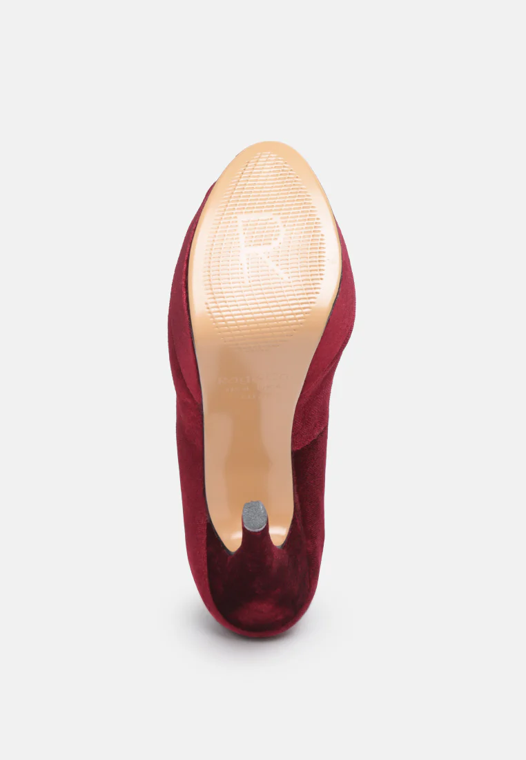BRIELLE Peep Toe Stiletto Sandals In Burgundy - Image 6