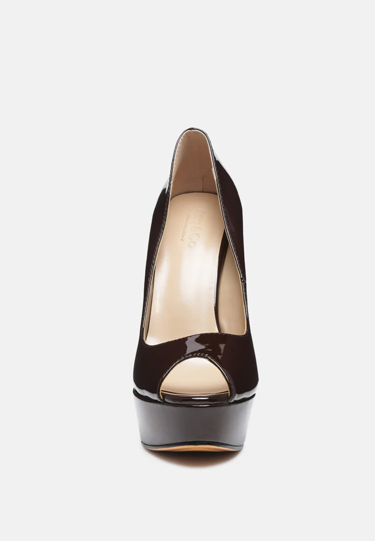 BRIELLE Peep Toe Stiletto Sandals In Espresso - Image 3