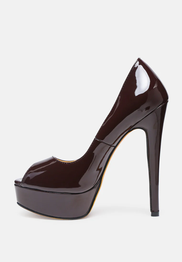 BRIELLE Peep Toe Stiletto Sandals In Espresso - Image 4
