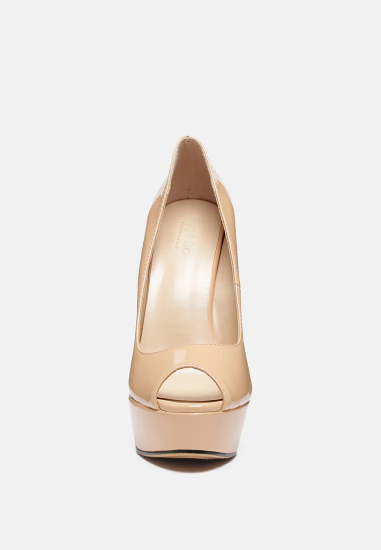 BRIELLE Peep Toe Stiletto Sandals In Latte - Image 3