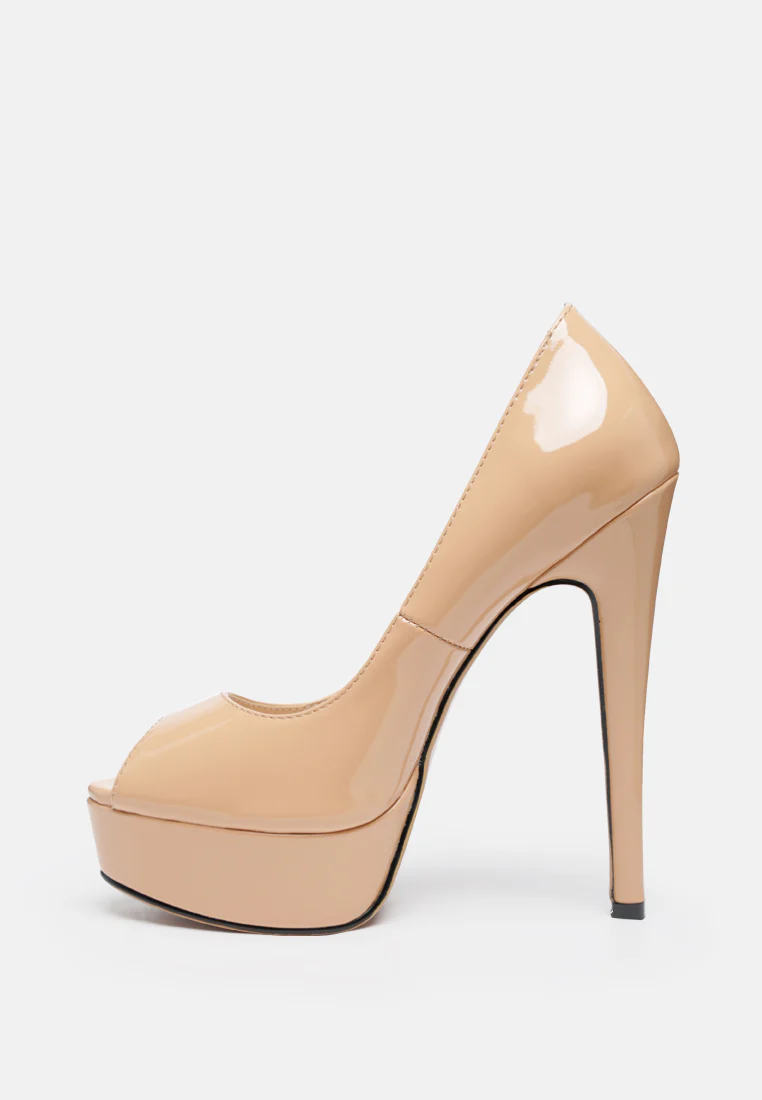 BRIELLE Peep Toe Stiletto Sandals In Latte - Image 4